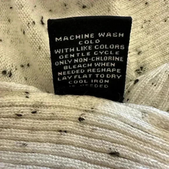 Verve Ami Cowl Neck Sweater with Rib Detail in Ivory with Black Flecks Size 1X - Picture 7 of 8